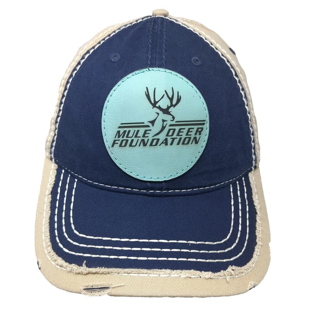 Otto Blue One Size Baseball Cap Mule Deer Foundation Patch Distressed Hat